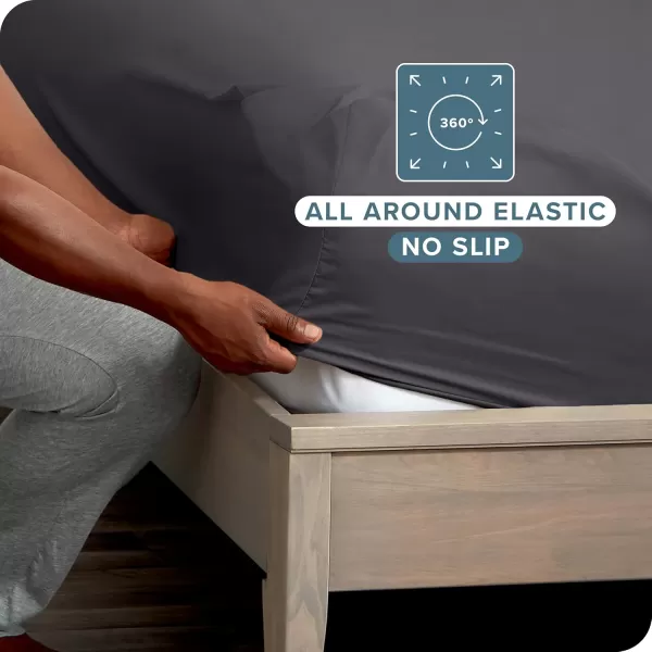 Bare Home 2Pack Fitted Bottom Sheets Twin  Premium 1800 UltraSoft Wrinkle Resistant Microfiber  Deep Pocket Twin WhiteForged Iron Grey