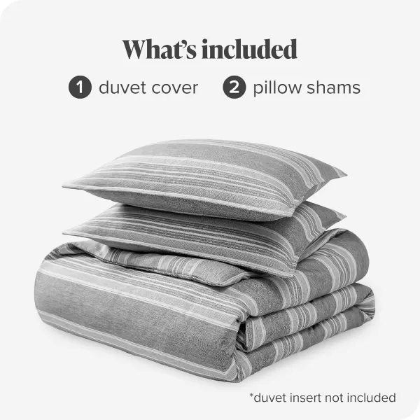 Bare Home Bedding Duvet Cover Queen Size  Premium 1800 Super Soft Duvet Covers Collection  Lightweight Cooling Duvet Cover  Soft Breathable Bedding Duvet Cover Queen Cream28  Stripe  Heathered Charcoal No Comforter