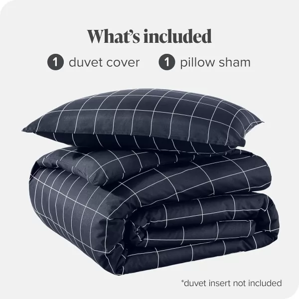 Bare Home Bedding Duvet Cover Queen Size  Premium 1800 Super Soft Duvet Covers Collection  Lightweight Cooling Duvet Cover  Soft Breathable Bedding Duvet Cover Queen Cream23  Grid  Midnight BlueWhite No Comforter