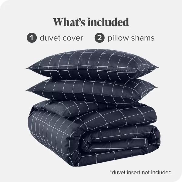 Bare Home Bedding Duvet Cover Queen Size  Premium 1800 Super Soft Duvet Covers Collection  Lightweight Cooling Duvet Cover  Soft Breathable Bedding Duvet Cover Queen Cream23  Grid  Midnight BlueWhite No Comforter