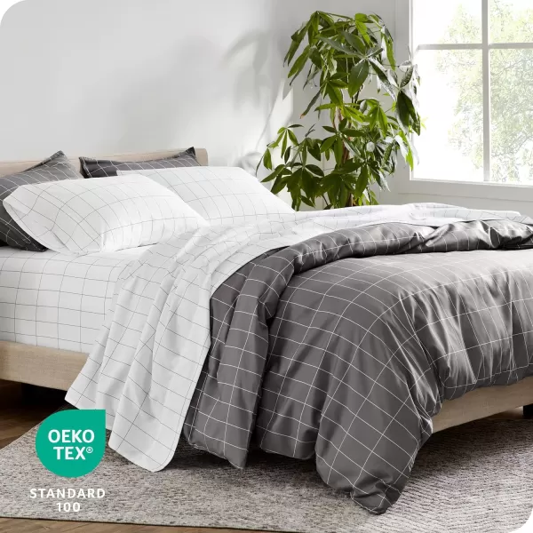 Bare Home Bedding Duvet Cover Queen Size  Premium 1800 Super Soft Duvet Covers Collection  Lightweight Cooling Duvet Cover  Soft Breathable Bedding Duvet Cover Queen Cream22  Grid  GreyWhite No Comforter