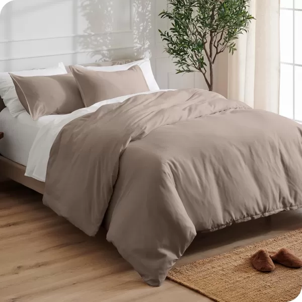 Bare Home Bedding Duvet Cover Queen Size  Premium 1800 Super Soft Duvet Covers Collection  Lightweight Cooling Duvet Cover  Soft Breathable Bedding Duvet Cover Queen Cream05  Taupe No Comforter