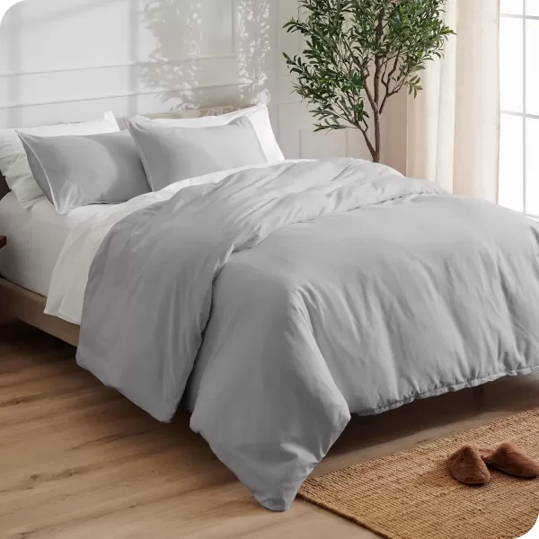 Bare Home Bedding Duvet Cover Queen Size  Premium 1800 Super Soft Duvet Covers Collection  Lightweight Cooling Duvet Cover  Soft Breathable Bedding Duvet Cover Queen Cream04  Light Grey No Comforter