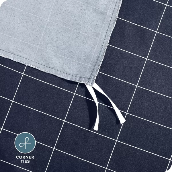 Bare Home Bedding Duvet Cover Queen Size  Premium 1800 Super Soft Duvet Covers Collection  Lightweight Cooling Duvet Cover  Soft Breathable Bedding Duvet Cover Queen Cream23  Grid  Midnight BlueWhite No Comforter