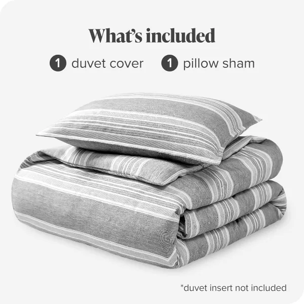 Bare Home Bedding Duvet Cover Queen Size  Premium 1800 Super Soft Duvet Covers Collection  Lightweight Cooling Duvet Cover  Soft Breathable Bedding Duvet Cover Queen Cream28  Stripe  Heathered Charcoal No Comforter