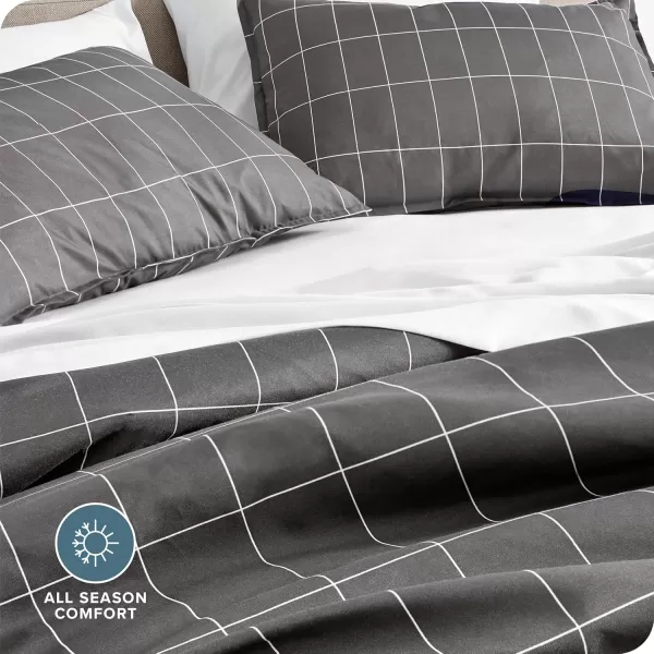 Bare Home Bedding Duvet Cover Queen Size  Premium 1800 Super Soft Duvet Covers Collection  Lightweight Cooling Duvet Cover  Soft Breathable Bedding Duvet Cover Queen Cream22  Grid  GreyWhite No Comforter