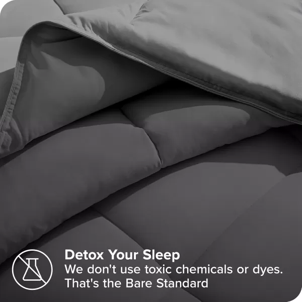 Bare Home Extra Long Comforter  Reversible Colors  Goose Down Alternative  UltraSoft  Premium 1800 Series  All Season Warmth  Bedding Comforter TwinTwin XL Dark BlueGrey06  GreyForged Iron Grey