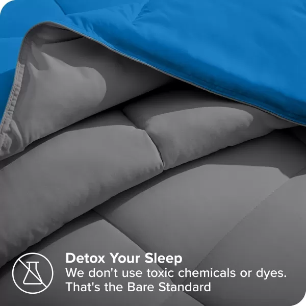 Bare Home Extra Long Comforter  Reversible Colors  Goose Down Alternative  UltraSoft  Premium 1800 Series  All Season Warmth  Bedding Comforter TwinTwin XL Dark BlueGrey09  GreyMedium Blue