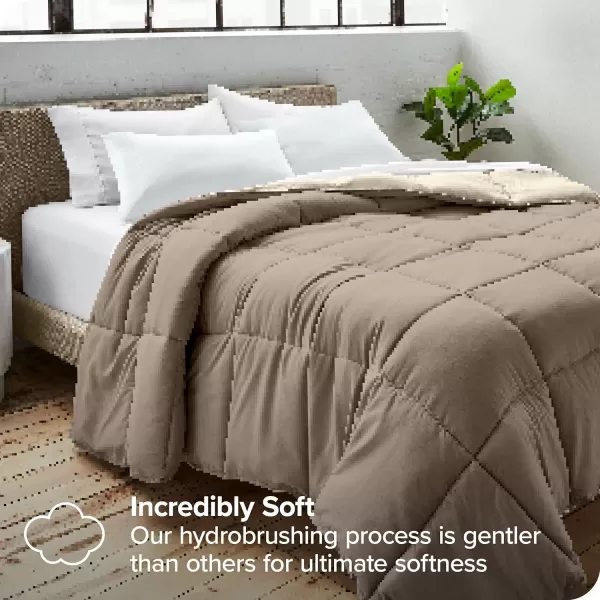 Bare Home Extra Long Comforter  Reversible Colors  Goose Down Alternative  UltraSoft  Premium 1800 Series  All Season Warmth  Bedding Comforter TwinTwin XL Dark BlueGrey14  TaupeSand