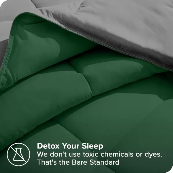 Bare Home Extra Long Comforter  Reversible Colors  Goose Down Alternative  UltraSoft  Premium 1800 Series  All Season Warmth  Bedding Comforter TwinTwin XL Dark BlueGrey12  GreyForest Green