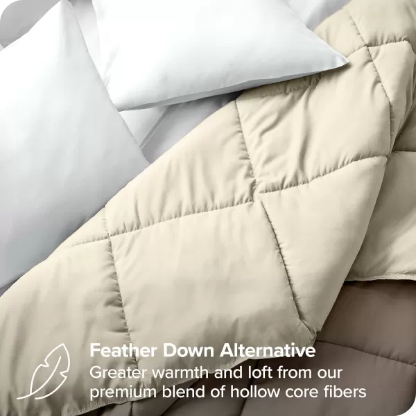 Bare Home Extra Long Comforter  Reversible Colors  Goose Down Alternative  UltraSoft  Premium 1800 Series  All Season Warmth  Bedding Comforter TwinTwin XL Dark BlueGrey14  TaupeSand