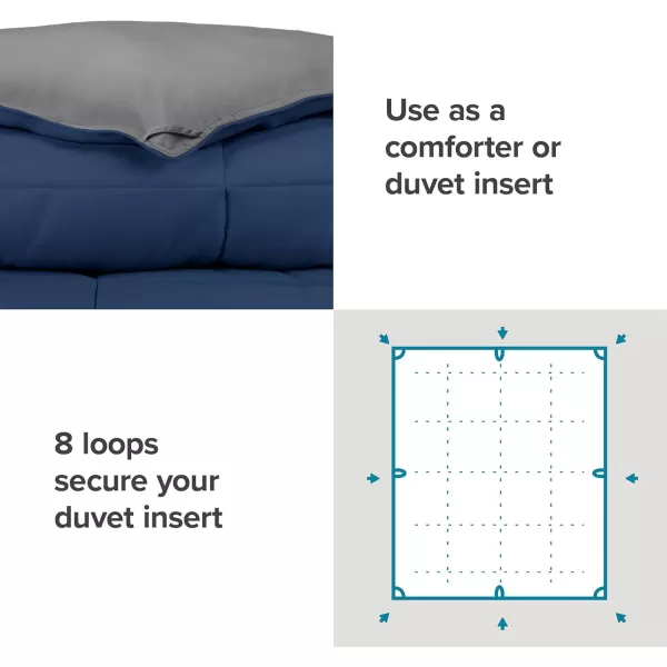 Bare Home Extra Long Comforter  Reversible Colors  Goose Down Alternative  UltraSoft  Premium 1800 Series  All Season Warmth  Bedding Comforter TwinTwin XL Dark BlueGrey08  Dark BlueGrey