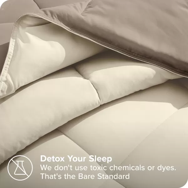 Bare Home Extra Long Comforter  Reversible Colors  Goose Down Alternative  UltraSoft  Premium 1800 Series  All Season Warmth  Bedding Comforter TwinTwin XL Dark BlueGrey14  TaupeSand