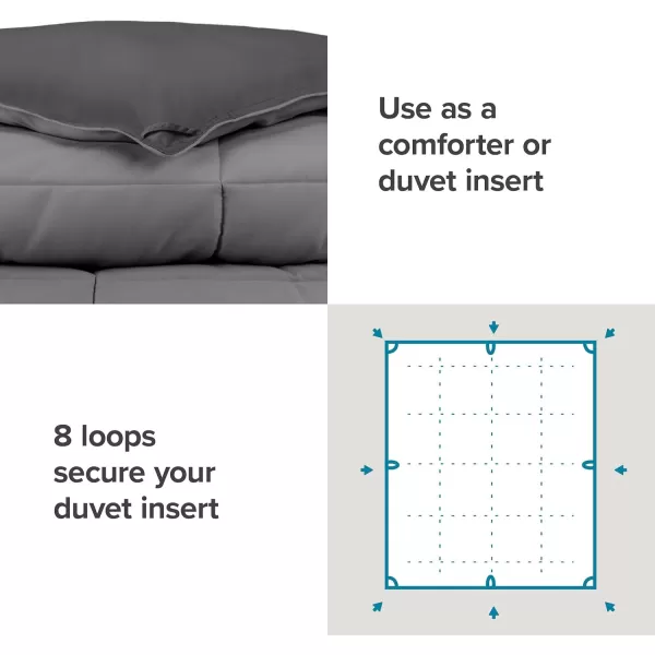 Bare Home Extra Long Comforter  Reversible Colors  Goose Down Alternative  UltraSoft  Premium 1800 Series  All Season Warmth  Bedding Comforter TwinTwin XL Dark BlueGrey06  GreyForged Iron Grey