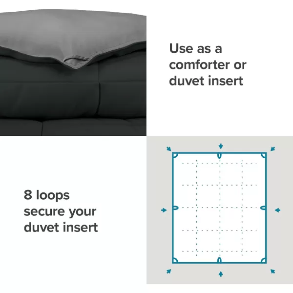 Bare Home Extra Long Comforter  Reversible Colors  Goose Down Alternative  UltraSoft  Premium 1800 Series  All Season Warmth  Bedding Comforter TwinTwin XL Dark BlueGrey07  BlackGrey