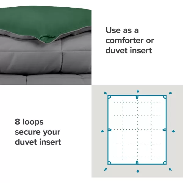 Bare Home Extra Long Comforter  Reversible Colors  Goose Down Alternative  UltraSoft  Premium 1800 Series  All Season Warmth  Bedding Comforter TwinTwin XL Dark BlueGrey12  GreyForest Green