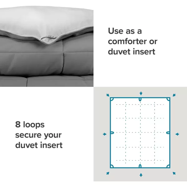 Bare Home Extra Long Comforter  Reversible Colors  Goose Down Alternative  UltraSoft  Premium 1800 Series  All Season Warmth  Bedding Comforter TwinTwin XL Dark BlueGrey05  GreyLight Grey