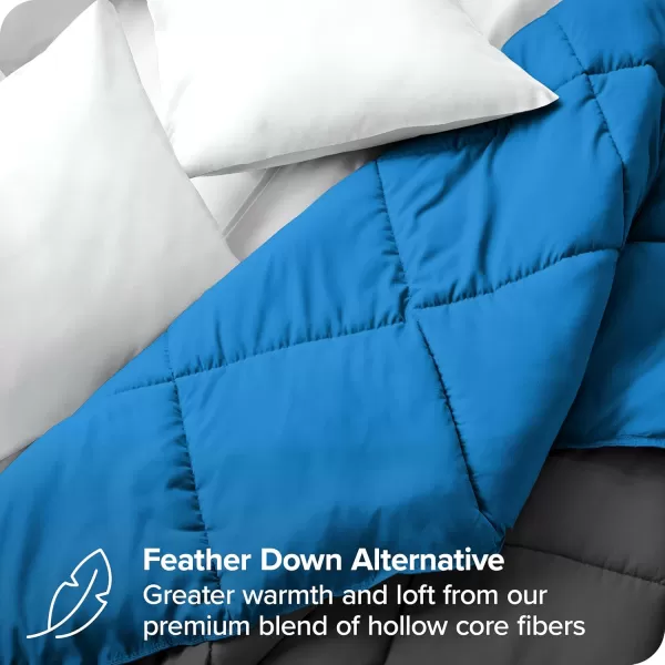 Bare Home Extra Long Comforter  Reversible Colors  Goose Down Alternative  UltraSoft  Premium 1800 Series  All Season Warmth  Bedding Comforter TwinTwin XL Dark BlueGrey09  GreyMedium Blue