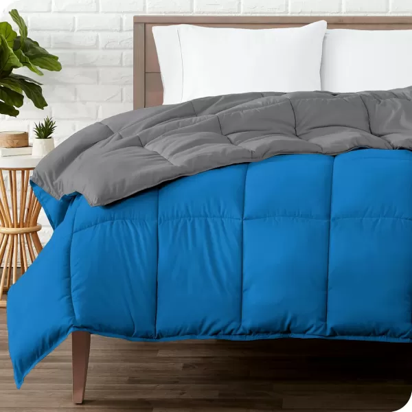 Bare Home Extra Long Comforter  Reversible Colors  Goose Down Alternative  UltraSoft  Premium 1800 Series  All Season Warmth  Bedding Comforter TwinTwin XL Dark BlueGrey09  GreyMedium Blue