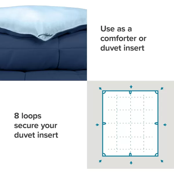 Bare Home Extra Long Comforter  Reversible Colors  Goose Down Alternative  UltraSoft  Premium 1800 Series  All Season Warmth  Bedding Comforter TwinTwin XL Dark BlueGrey10  Dark BlueLight Blue
