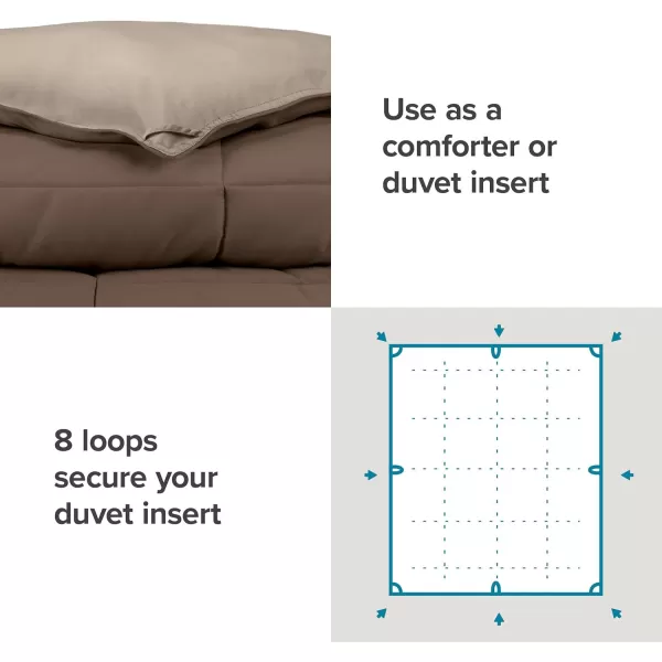 Bare Home Extra Long Comforter  Reversible Colors  Goose Down Alternative  UltraSoft  Premium 1800 Series  All Season Warmth  Bedding Comforter TwinTwin XL Dark BlueGrey15  CocoaTaupe