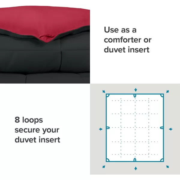 Bare Home Extra Long Comforter  Reversible Colors  Goose Down Alternative  UltraSoft  Premium 1800 Series  All Season Warmth  Bedding Comforter TwinTwin XL Dark BlueGrey13  BlackRed