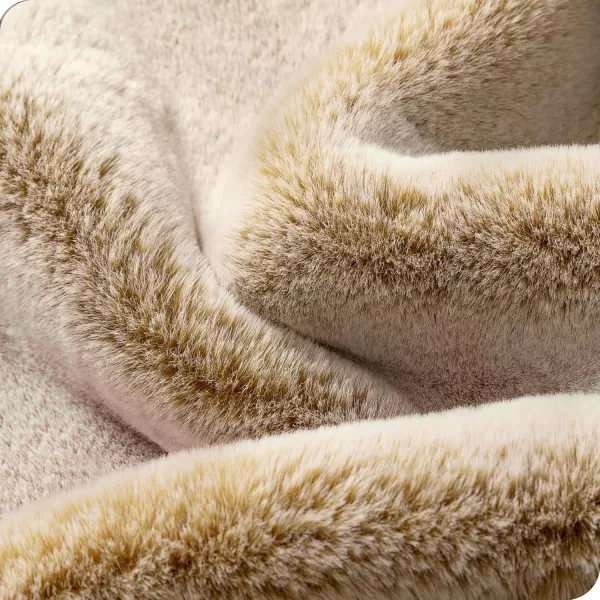 Bare Home Faux Fur Blanket  UltraSoft Luxurious  Cozy Warm Blanket for Couch Sofa Chair Bed  Fuzzy Fluffy Super Soft  Decorative Bed Blanket 80x60 inches Oversized BlushVariegated Caramel