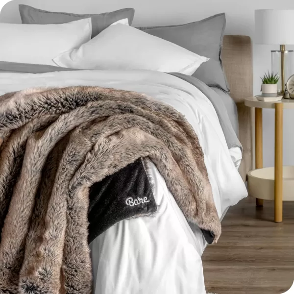 Bare Home Faux Fur Blanket  UltraSoft Luxurious  Cozy Warm Blanket for Couch Sofa Chair Bed  Fuzzy Fluffy Super Soft  Decorative Bed Blanket 80x60 inches Oversized BlushVariegated Chestnut