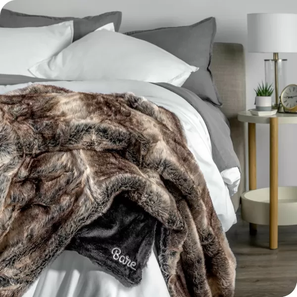 Bare Home Faux Fur Blanket  UltraSoft Luxurious  Cozy Warm Blanket for Couch Sofa Chair Bed  Fuzzy Fluffy Super Soft  Decorative Bed Blanket 80x60 inches Oversized BlushOmbre Stripe
