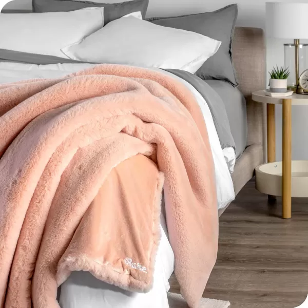 Bare Home Faux Fur Blanket  UltraSoft Luxurious  Cozy Warm Blanket for Couch Sofa Chair Bed  Fuzzy Fluffy Super Soft  Decorative Bed Blanket 80x60 inches Oversized BlushBlush