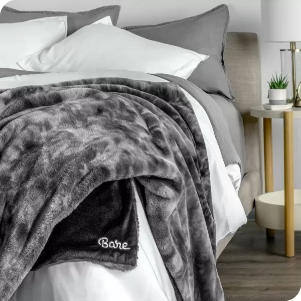 Bare Home Faux Fur Blanket  UltraSoft Luxurious  Cozy Warm Blanket for Couch Sofa Chair Bed  Fuzzy Fluffy Super Soft  Decorative Bed Blanket 80x60 inches Oversized BlushGrey Tie Dye