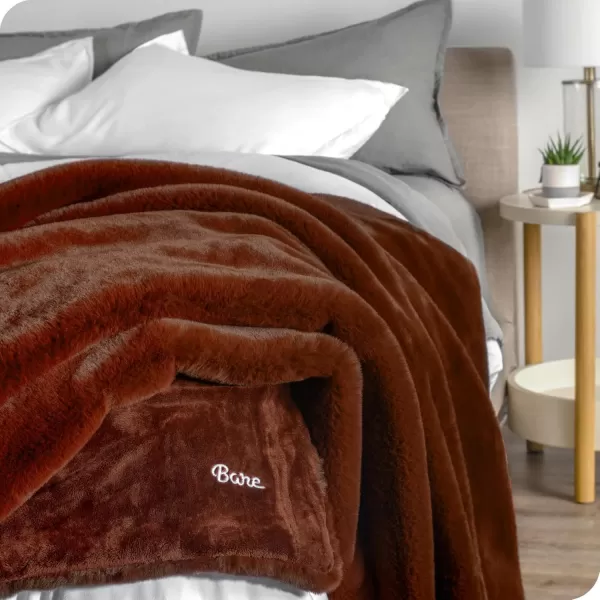 Bare Home Faux Fur Blanket  UltraSoft Luxurious  Cozy Warm Blanket for Couch Sofa Chair Bed  Fuzzy Fluffy Super Soft  Decorative Bed Blanket 80x60 inches Oversized BlushBlack Cherry
