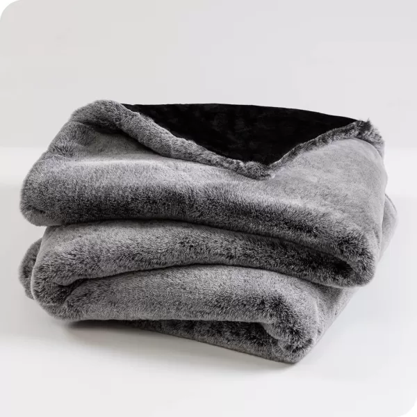 Bare Home Faux Fur Blanket  UltraSoft Luxurious  Cozy Warm Blanket for Couch Sofa Chair Bed  Fuzzy Fluffy Super Soft  Decorative Bed Blanket 80x60 inches Oversized BlushVariegated Grey