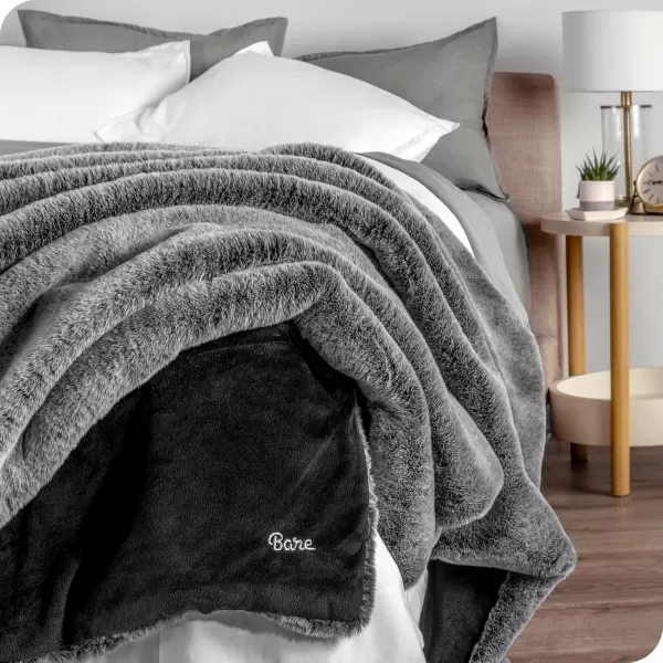Bare Home Faux Fur Blanket  UltraSoft Luxurious  Cozy Warm Blanket for Couch Sofa Chair Bed  Fuzzy Fluffy Super Soft  Decorative Bed Blanket 80x60 inches Oversized BlushVariegated Grey