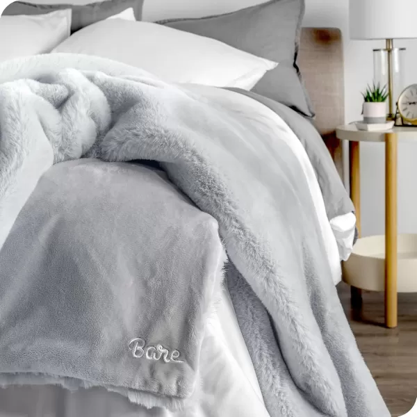 Bare Home Faux Fur Blanket  UltraSoft Luxurious  Cozy Warm Blanket for Couch Sofa Chair Bed  Fuzzy Fluffy Super Soft  Decorative Bed Blanket 80x60 inches Oversized BlushSilver