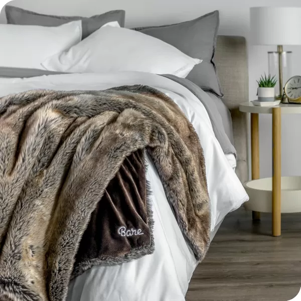 Bare Home Faux Fur Blanket  UltraSoft Luxurious  Cozy Warm Blanket for Couch Sofa Chair Bed  Fuzzy Fluffy Super Soft  Decorative Bed Blanket 80x60 inches Oversized BlushVariegated Mocha