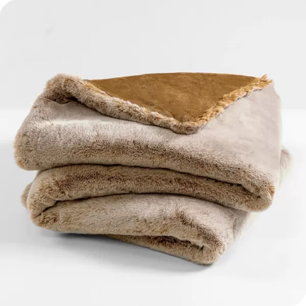 Bare Home Faux Fur Blanket  UltraSoft Luxurious  Cozy Warm Blanket for Couch Sofa Chair Bed  Fuzzy Fluffy Super Soft  Decorative Bed Blanket 80x60 inches Oversized BlushVariegated Caramel