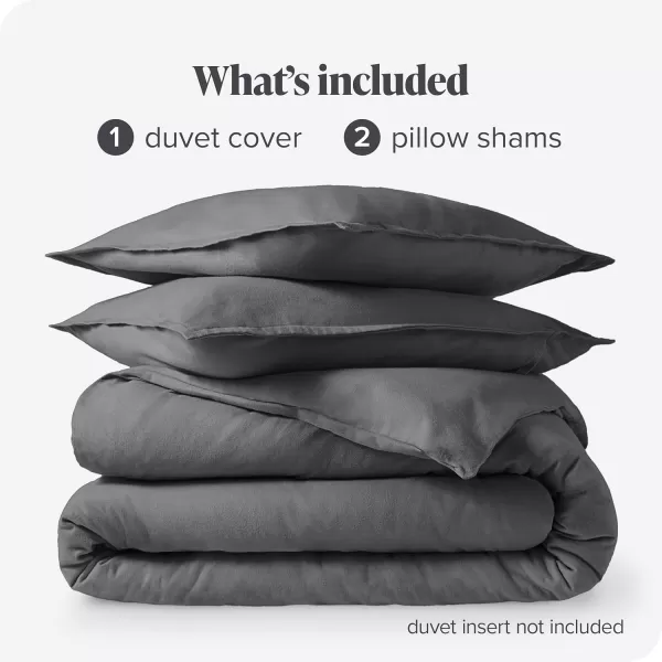 Bare Home Flannel Duvet Cover Set  FullQueen  100 Cotton Velvety Soft Heavyweight Premium Flannel Double Brushed  Includes Sham Pillow Covers FullQueen Light Grey02  Grey