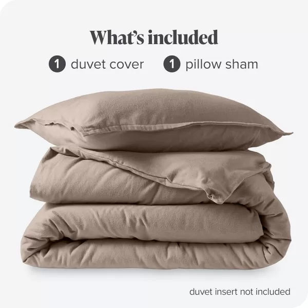 Bare Home Flannel Duvet Cover Set  FullQueen  100 Cotton Velvety Soft Heavyweight Premium Flannel Double Brushed  Includes Sham Pillow Covers FullQueen Light Grey04  Taupe