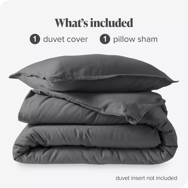 Bare Home Flannel Duvet Cover Set  FullQueen  100 Cotton Velvety Soft Heavyweight Premium Flannel Double Brushed  Includes Sham Pillow Covers FullQueen Light Grey02  Grey