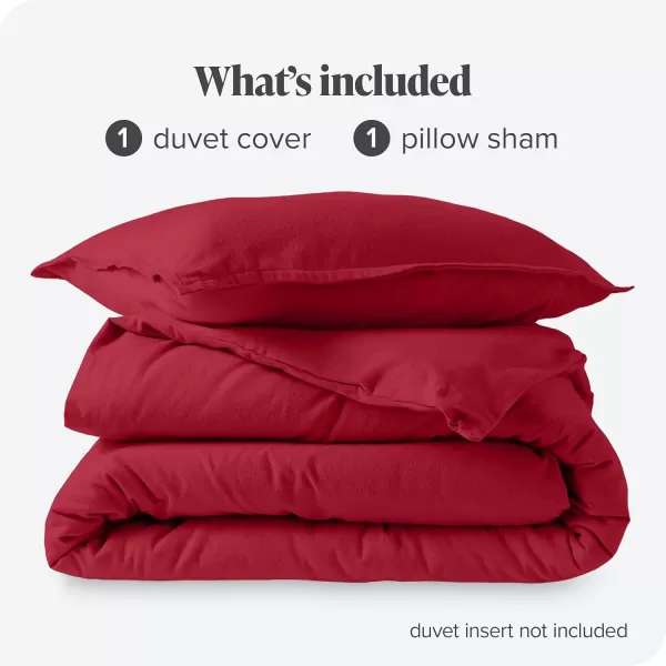 Bare Home Flannel Duvet Cover Set  FullQueen  100 Cotton Velvety Soft Heavyweight Premium Flannel Double Brushed  Includes Sham Pillow Covers FullQueen Light Grey10  Red