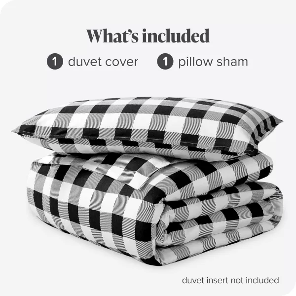 Bare Home Flannel Duvet Cover Set  FullQueen  100 Cotton Velvety Soft Heavyweight Premium Flannel Double Brushed  Includes Sham Pillow Covers FullQueen Light Grey11  Buffalo Plaid  WhiteBlack