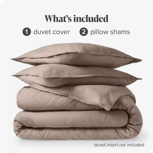 Bare Home Flannel Duvet Cover Set  FullQueen  100 Cotton Velvety Soft Heavyweight Premium Flannel Double Brushed  Includes Sham Pillow Covers FullQueen Light Grey04  Taupe