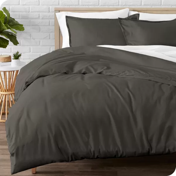 Bare Home Flannel Duvet Cover Set  FullQueen  100 Cotton Velvety Soft Heavyweight Premium Flannel Double Brushed  Includes Sham Pillow Covers FullQueen Light Grey02  Grey