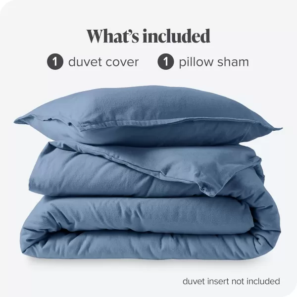 Bare Home Flannel Duvet Cover Set  FullQueen  100 Cotton Velvety Soft Heavyweight Premium Flannel Double Brushed  Includes Sham Pillow Covers FullQueen Light Grey08  Coronet Blue