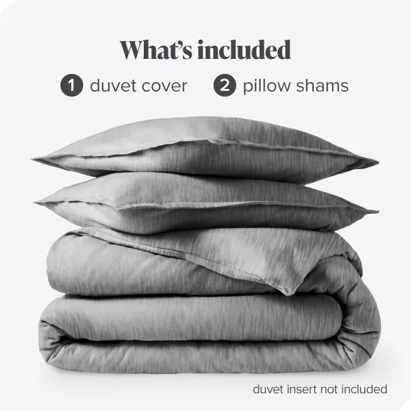 Bare Home Flannel Duvet Cover Set  FullQueen  100 Cotton Velvety Soft Heavyweight Premium Flannel Double Brushed  Includes Sham Pillow Covers FullQueen Light GreyHeather Light Grey