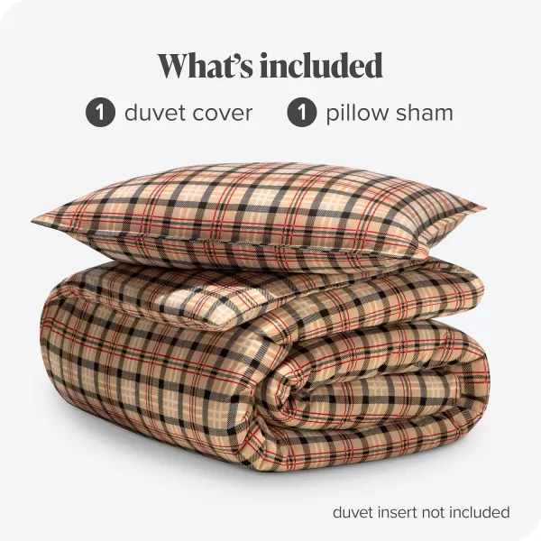 Bare Home Flannel Duvet Cover Set  FullQueen  100 Cotton Velvety Soft Heavyweight Premium Flannel Double Brushed  Includes Sham Pillow Covers FullQueen Light GreyRed Lodge Plaid