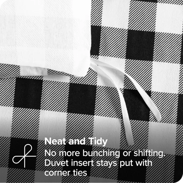 Bare Home Flannel Duvet Cover Set  FullQueen  100 Cotton Velvety Soft Heavyweight Premium Flannel Double Brushed  Includes Sham Pillow Covers FullQueen Light Grey11  Buffalo Plaid  WhiteBlack