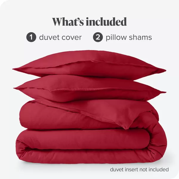 Bare Home Flannel Duvet Cover Set  FullQueen  100 Cotton Velvety Soft Heavyweight Premium Flannel Double Brushed  Includes Sham Pillow Covers FullQueen Light Grey10  Red