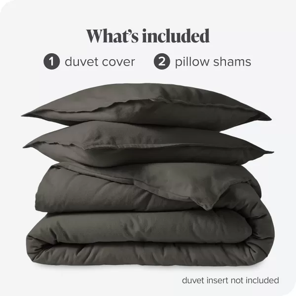 Bare Home Flannel Duvet Cover Set  FullQueen  100 Cotton Velvety Soft Heavyweight Premium Flannel Double Brushed  Includes Sham Pillow Covers FullQueen Light Grey02  Grey